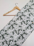 Green floral cotton fabric leafy design