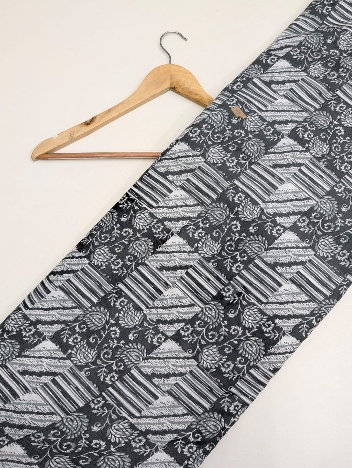 Black striped cotton fabric geometric pattern