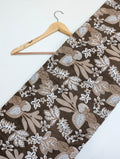 Brown floral cotton fabric with intricate design