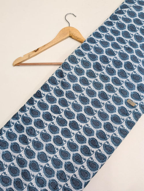 Blue paisley design cotton fabric India