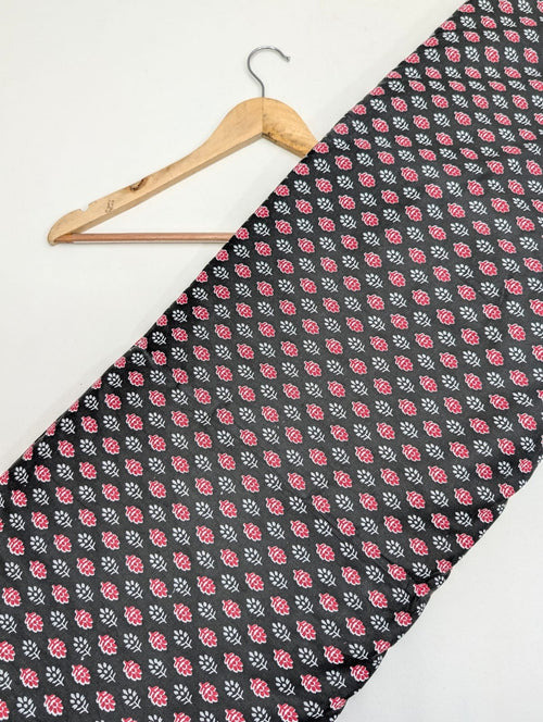 Black red geometric cotton fabric Jaipur