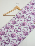 Purple floral cotton fabric with pink flowers