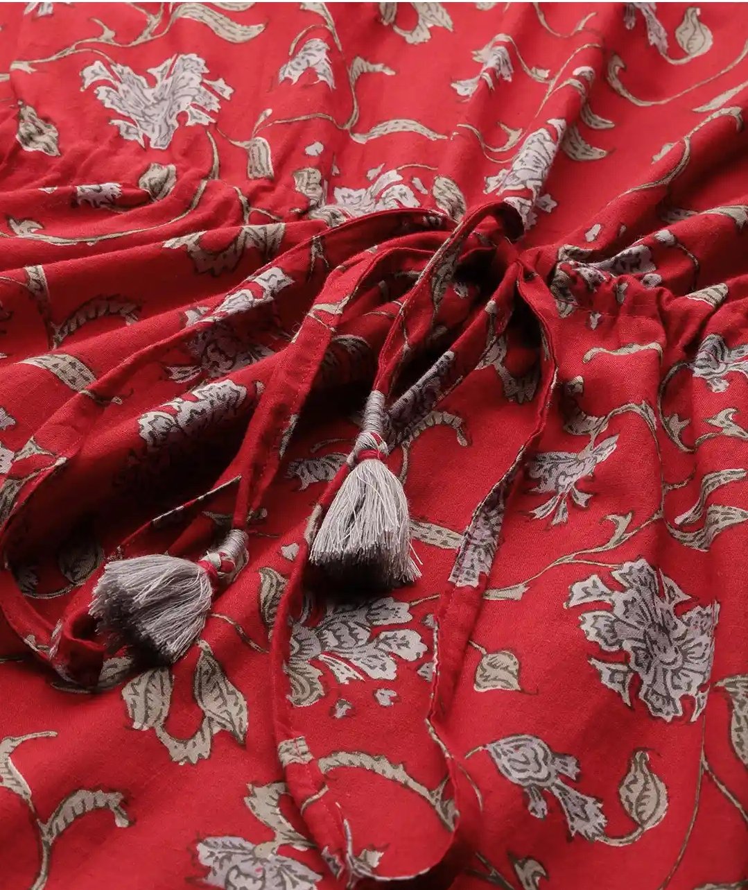 Jaipuri Floral Print Long Cotton Kaftan Dress