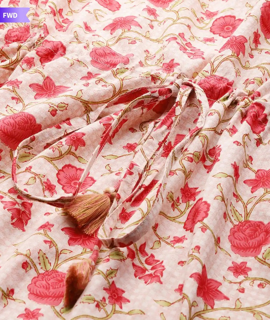 Jaipuri Floral Print Long Cotton Kaftan Dress